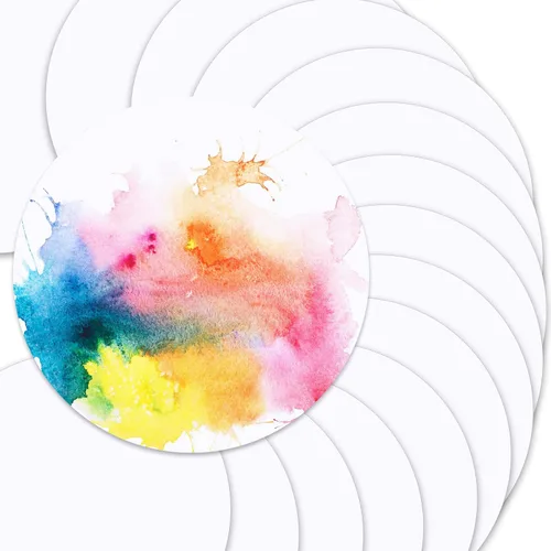 Vista 7 de TaoBary Paquete de 60 papel de acuarela redondo de 250 GSM, papel de acuarela prensado en frío de 4 pulgadas de diámetro, ideal para la mayoría