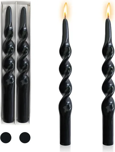 Vista 22 de Candelabros en espiral verde y velas cónicas verdes - Gedengni 7.5 pulgadas Velas cónicas cortas y encantadoras con diseño retorcido, velas sin