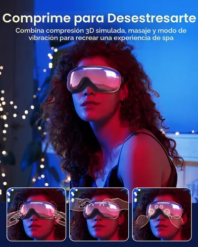Vista 4 de RENPHO Eyeris 1 masajeador de ojos con calor, máscara de ojos de masaje H-gradiente púrpura