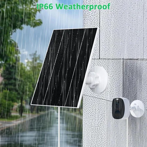 Vista 5 de FUTUREZEN Panel solar de 4 W para cámara de seguridad, cargador solar tipo C/micro USB para cámaras de batería recargable, impermeable IP66, soporte