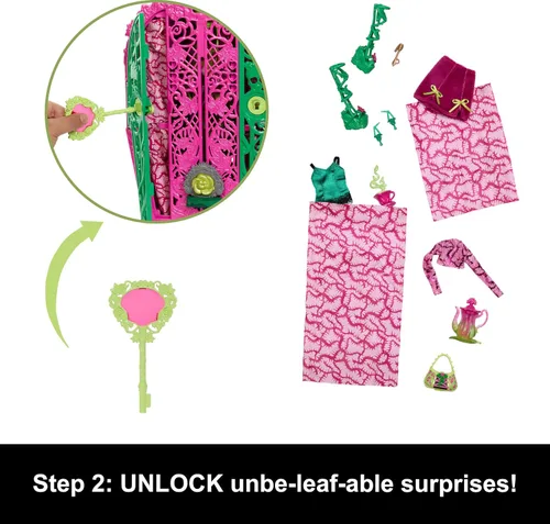 Vista 8 de Set de muñeca y accesorios Monster High Skulltimate Secrets, Venus McFlytrap de Garden Mysteries con armario revelable y más de 19 sorpresas