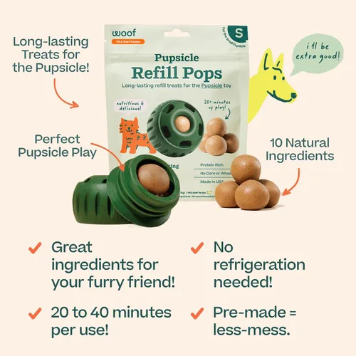 Vista 3 de WOOF Pupsicle Refill Pops - Snacks para perro de poco desorden - con mantequilla de cacahuete y carne de res - Premios para perro - De larga