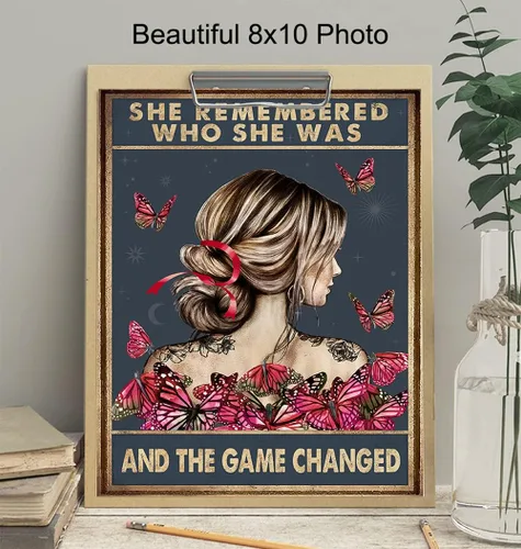 Vista 4 de Ella recordó quién era y el juego cambió – Regalos de aliento edificantes para mujeres – Decoración de pared con citas positivas inspiradoras – Arte