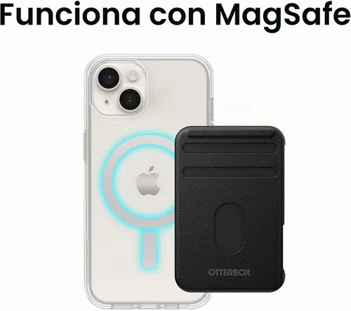 Vista 5 de OtterBox Funda para iPhone 14 y iPhone 13 Symmetry Series+, transparente, ultra elegante, se ajusta a MagSafe, bordes elevados para proteger