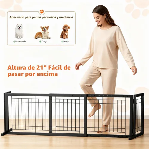 Vista 4 de Bonnlo - Puerta independiente para perros, de 39 a 68 pulgadas de ancho, para chimenea, escaleras, puertas, valla de metal ajustable para mascotas