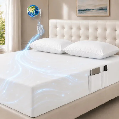Vista 11 de Grounding Sheets Queen, 10% fibra de plata pura + 90% algodón orgánico, sábanas de cama con bolsillo profundo. Sábanas bajeras con tierra Gris