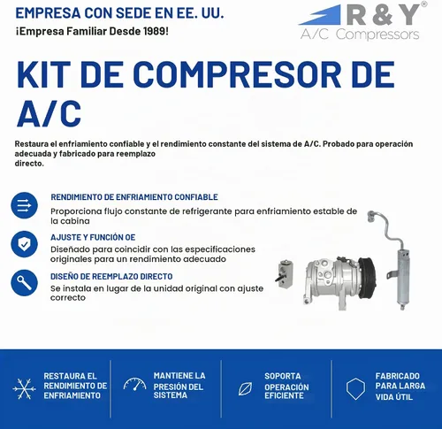 Vista 2 de RYC Compresor de aire acondicionado automotriz y kit de embrague KT A009