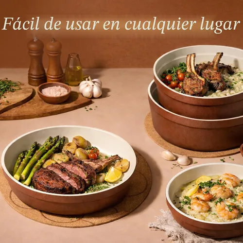Vista 2 de CAROTE Juego de 22 utensilios de cocina de cerámica, juego de ollas y sartenes antiadherentes, asas extraíbles no tóxicas, aptos