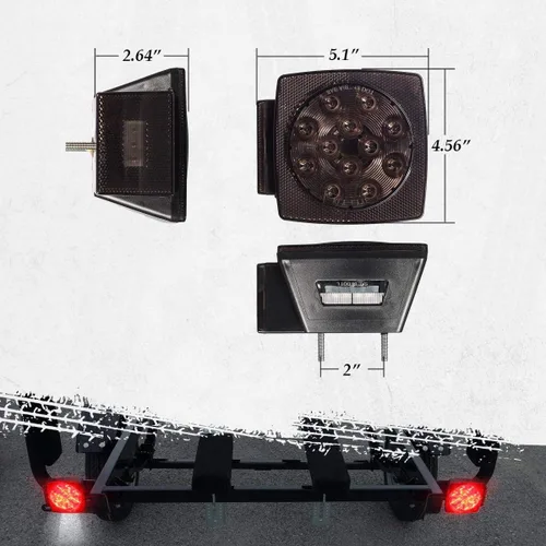 Vista 4 de Partsam Luces LED sumergibles de 12 V para remolque, combinación roja ahumada, luz de señal de giro para remolques de menos de 80 pulgadas