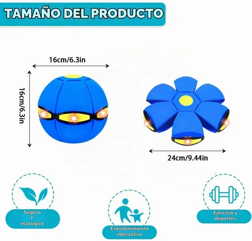 Vista 6 de Bola mágica, platillo volador mágico, interactivo entre padres e hijos, conmutación de modo dual, con 6 luces Azul