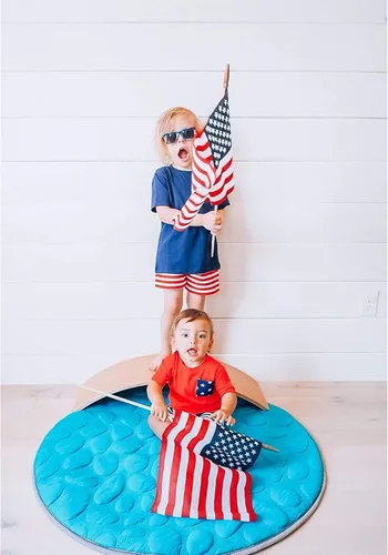 Vista 7 de Unique Baby Traje de verano patriótico para niños del 4 de julio de 2 piezas