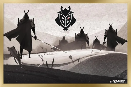 Vista 15 de Trends International G2 Esports - Póster de pared Samurai, 22.4 pulgadas de largo x 14.7 W, versión enmarcada en madera de granero Versión enmarcada