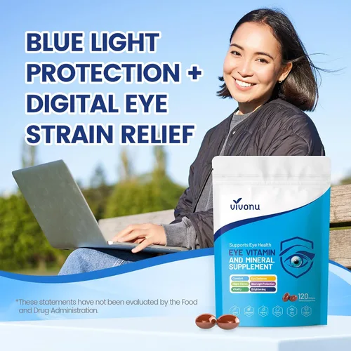 Vista 5 de VivoNu Suplemento de vitaminas oculares de luteína para la salud macular y ojo seco, contiene luteína, zinc, vitaminas C/E y zeaxantina para apoyar