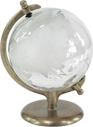 Vista 6 de Deco 79 Globo de aluminio con base escalonada, 6 "x 6" x 9 ", bronce