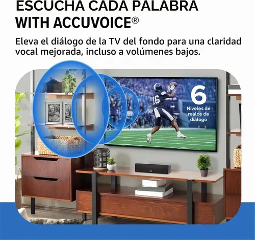 Vista 3 de ZVOX AccuVoice AV100 Barra de Sonido Compacta para TV con 6 niveles de refuerzo de voz, negro