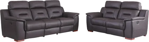 Vista 17 de Blackjack Furniture Walker Leather Match - Sofá reclinable tapizado para sala de estar, madera avellana