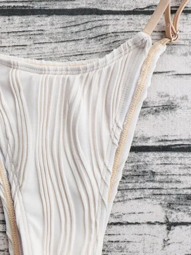 Vista 5 de OYOANGLE Traje de baño sexy de una pieza para mujer, bikini con tiras cruzadas