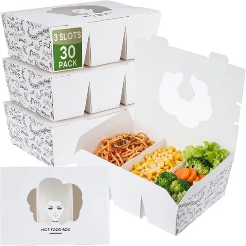 Vista 8 de Contenedores de comida para llevar de 40 onzas, paquete de 30 recipientes desechables para llevar con ventana transparente Cajas para llevar