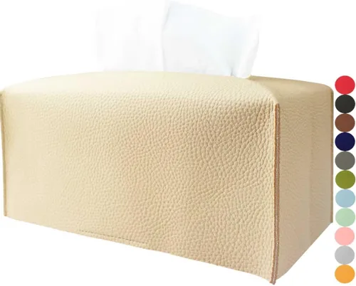 Vista 17 de Cubierta de Caja de Paños Grande Rectangular – Soporte de Caja de Paños Rectangular de Tamaño Plus con Cinturón Inferior [JESMINI, Negro] Soporte