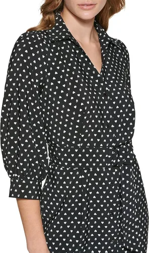 Vista 2 de Karl Lagerfeld Paris Vestido camisero de algodón estampado Paris para mujer
