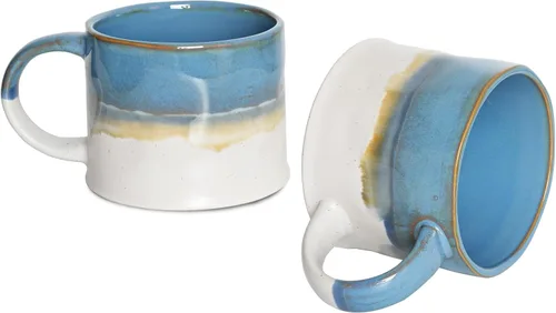 Vista 11 de Bosmarlin Juego de 2 tazas de café medianas de cerámica, 15 onzas, taza de té grande de cerámica para oficina y hogar, apta para lavavajillas y Beige