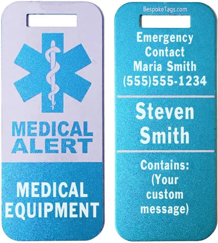 Vista 9 de Etiqueta de alerta médica Equipo médico - Información grabada personalizada (negro)