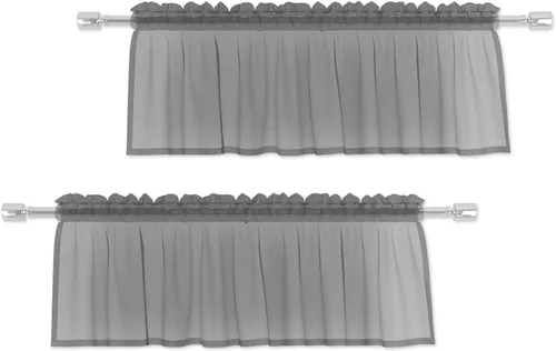 Vista 20 de Cenefas traslúcidas beige de 18 pulgadas, cortinas para ventana de sala de estar, dormitorio, cocina, mini paneles de cortina cortos pequeños