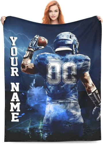 Vista 9 de Dallas - Manta personalizada con estilo de fútbol, con cualquier nombre y número, manta ligera y cálida para viajes, regalos para hombres, mujeres