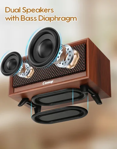 Vista 2 de Altavoces de madera para computadora con barra de sonido para PC, alimentados por USB, entrada de línea, Bluetooth, 3 modos, entrada USB, barra