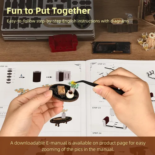 Vista 7 de CCCDF Kit de Rincón de Libros para Adultos y Adolescentes, Kit de Casa de Muñecas en Miniatura DIY Rompecabezas de Madera 3D Booknook Sujetalibros