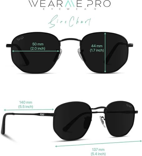 Vista 7 de WearMe Pro - Gafas de sol polarizadas retro con marco dorado redondo geométrico