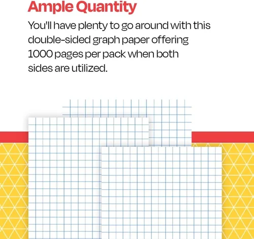Vista 3 de School Smart Papel cuadriculado, 8-1/2 x 11 pulgadas, regla de 1/10 pulgadas, blanco, 500 hojas