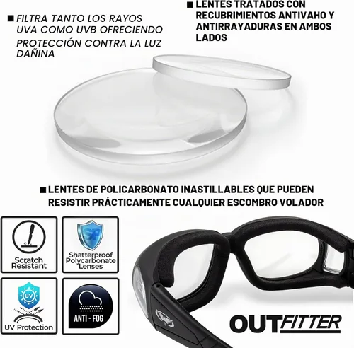 Vista 4 de Global Vision Outfitter acolchado de espuma se adapta a la mayoría de lentes transparentes