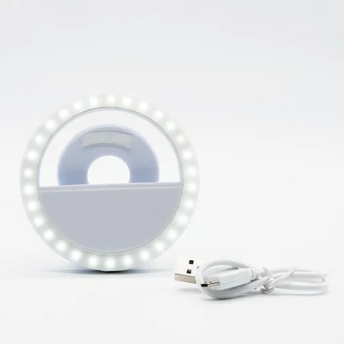Vista 3 de Windy City Novelties Anillo de luz LED recargable para selfies, luz de teléfono de 3.5 pulgadas con clip para iPhone, Android y computadoras