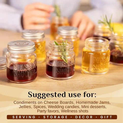 Vista 6 de Hayley Cherie - Frascos de vidrio pequeños con tapa, frascos pequeños para tragos, de 2 onzas, 8