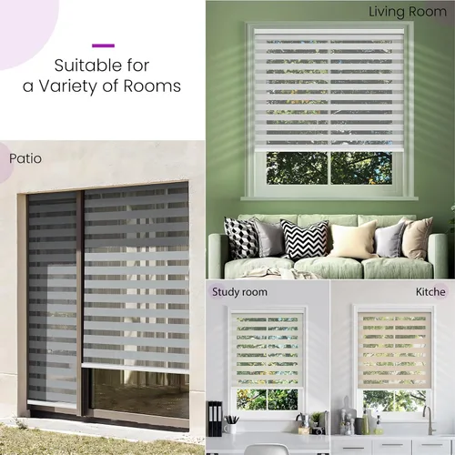 Vista 9 de Persianas motorizadas de cebra para ventana: Astomi - Persiana enrollable sin cordón con control remoto, persianas inteligentes funciona con Google