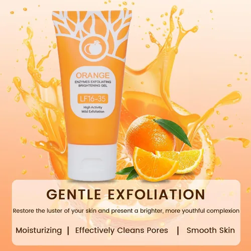 Vista 2 de Gel exfoliante naranja para rostro y cuerpo – Paquete de 2 unidades de exfoliante suave diario, limpia profundamente los poros, elimina puntos