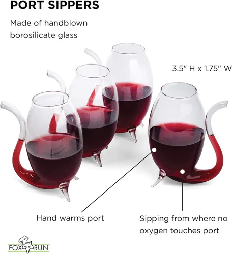 Vista 4 de Fox Run Sippers de vidrio soplado a mano, juego de 4, 2.75 onzas, transparente