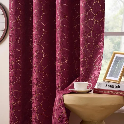 Vista 10 de Cortinas marrones y doradas de 63 pulgadas de largo, 2 paneles de cortinas geométricas para oscurecer la habitación, cortinas con ojales, estampado