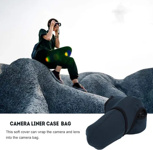 Vista 5 de Bolsa de revestimiento para cámara, pequeña bolsa impermeable para cámara SLR, funda de protección suave, bolsa de manga para cámara SLR DSLR