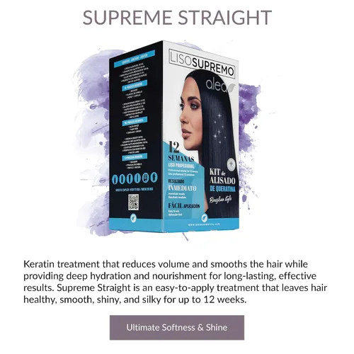 Vista 2 de ALEA - Supreme Straight Kit - Crema alisadora de 5.4 fl oz + champú sin sulfato de 3.4 fl oz + máscara de 3.4 fl oz + elixir de 0.5 fl oz - Alisado