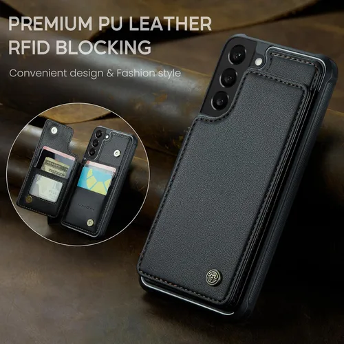 Vista 8 de Vinich Funda tipo cartera para Samsung Galaxy S22 Plus con tarjetero y ranuras de crédito con bloqueo RFID, función atril, a prueba de golpes