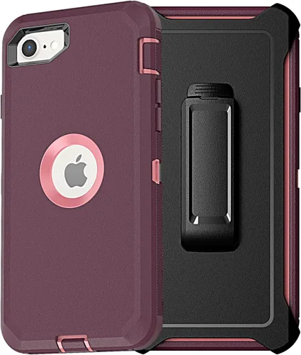 Vista 11 de YmhxcY Funda para iPhone SE 2022/2020, iPhone 8/7 con protector de pantalla integrado a prueba de caídas, 3 capas de cubierta duradera, a prueba