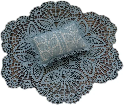 Vista 5 de Accesorios de fotografía para bebé, tapete de envoltura para recién nacido, almohada para sesión de fotos con alfombrilla de encaje para sesión