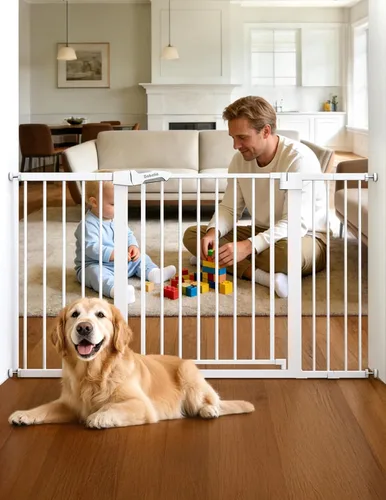 Vista 19 de Babelio - Puerta de bebé de 73-109 cm, con cierre automático, fácil de instalar, puerta de seguridad extra ancha para mascotas, Walk Thru