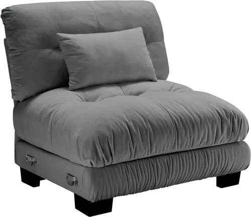 Vista 82 de Reposapiés Otomano Tapizado de Terciopelo con Cojín para Sofá Seccional Sofá 300 libras para Sala de Estar (Beige)