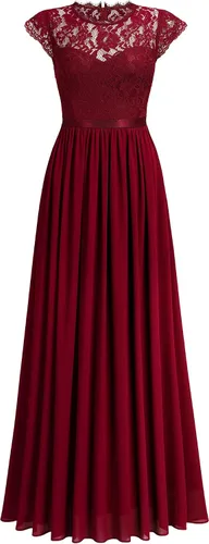 Vista 5 de Miusol - Maxi vestido floral con encaje para fiesta de noche y uso formal para mujer