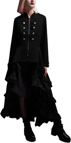 Vista 4 de Chaqueta steampunk para mujer chaqueta militar con botones diseño fluido para mujer