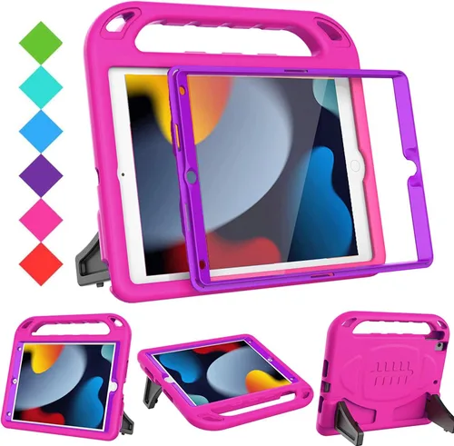 Vista 16 de BMOUO Funda para niños para iPad de 9ª/8ª/7ª generación (2021/2020/2019), con protector de pantalla integrado, soporte con mango a prueba de golpes