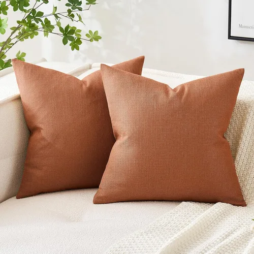 Vista 23 de MIULEE - Paquete de 2 fundas de almohada decorativas de lino de arpillera costera, estilo granja, para sofá, coche, sillón, dormitorio, sala de Azul